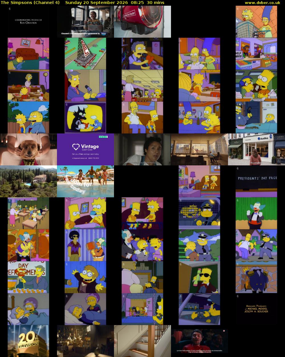 The Simpsons (Channel 4) Sunday 20 September 2026 08:25 - 08:55