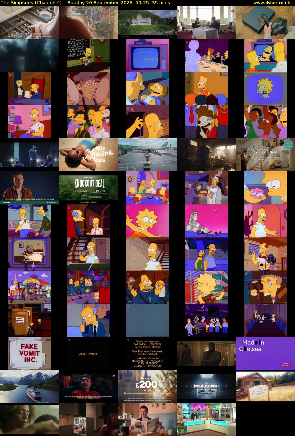 The Simpsons (Channel 4) Sunday 20 September 2026 09:25 - 10:00