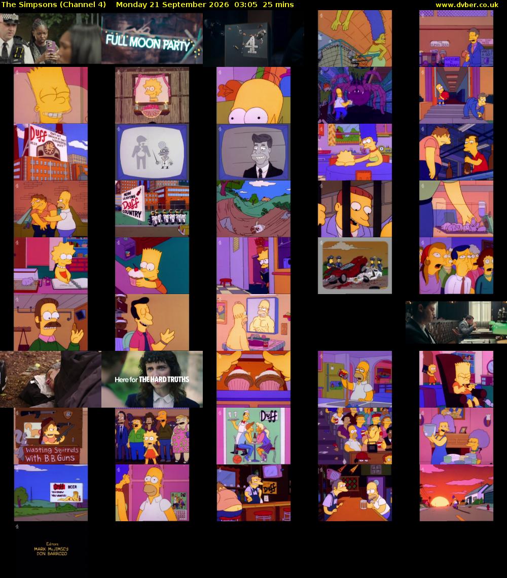 The Simpsons (Channel 4) Monday 21 September 2026 03:05 - 03:30