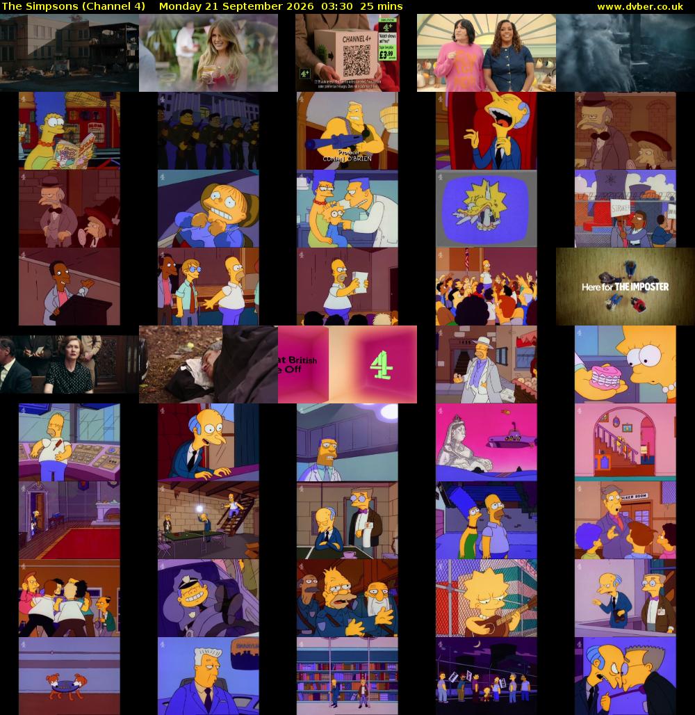The Simpsons (Channel 4) Monday 21 September 2026 03:30 - 03:55