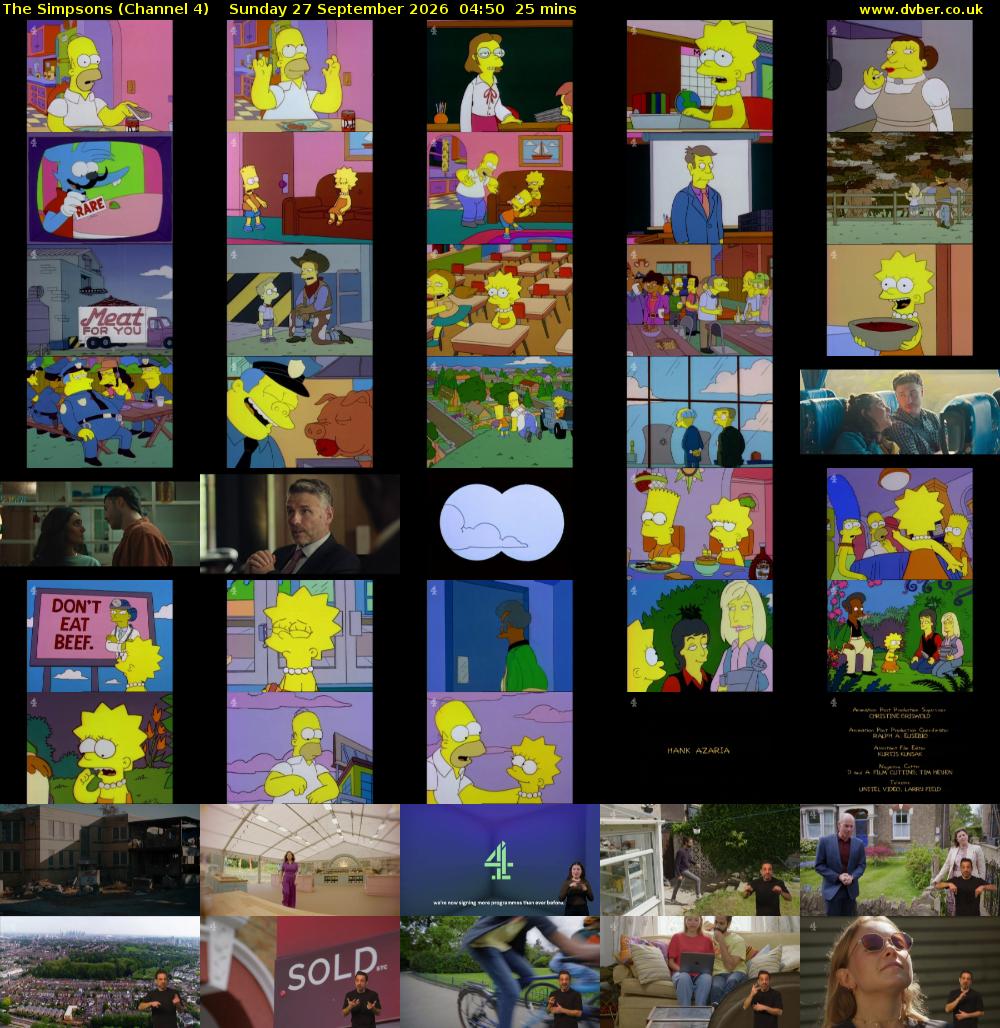 The Simpsons (Channel 4) Sunday 27 September 2026 04:50 - 05:15