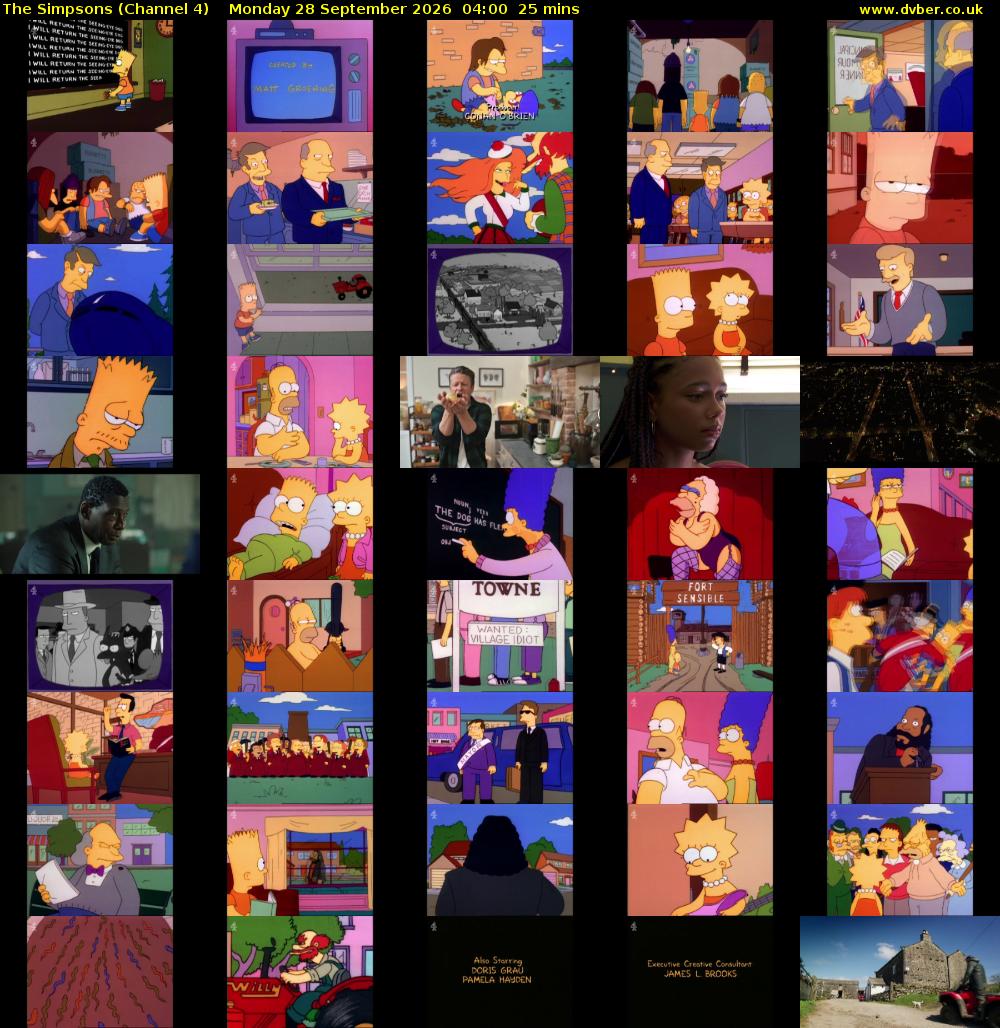 The Simpsons (Channel 4) Monday 28 September 2026 04:00 - 04:25