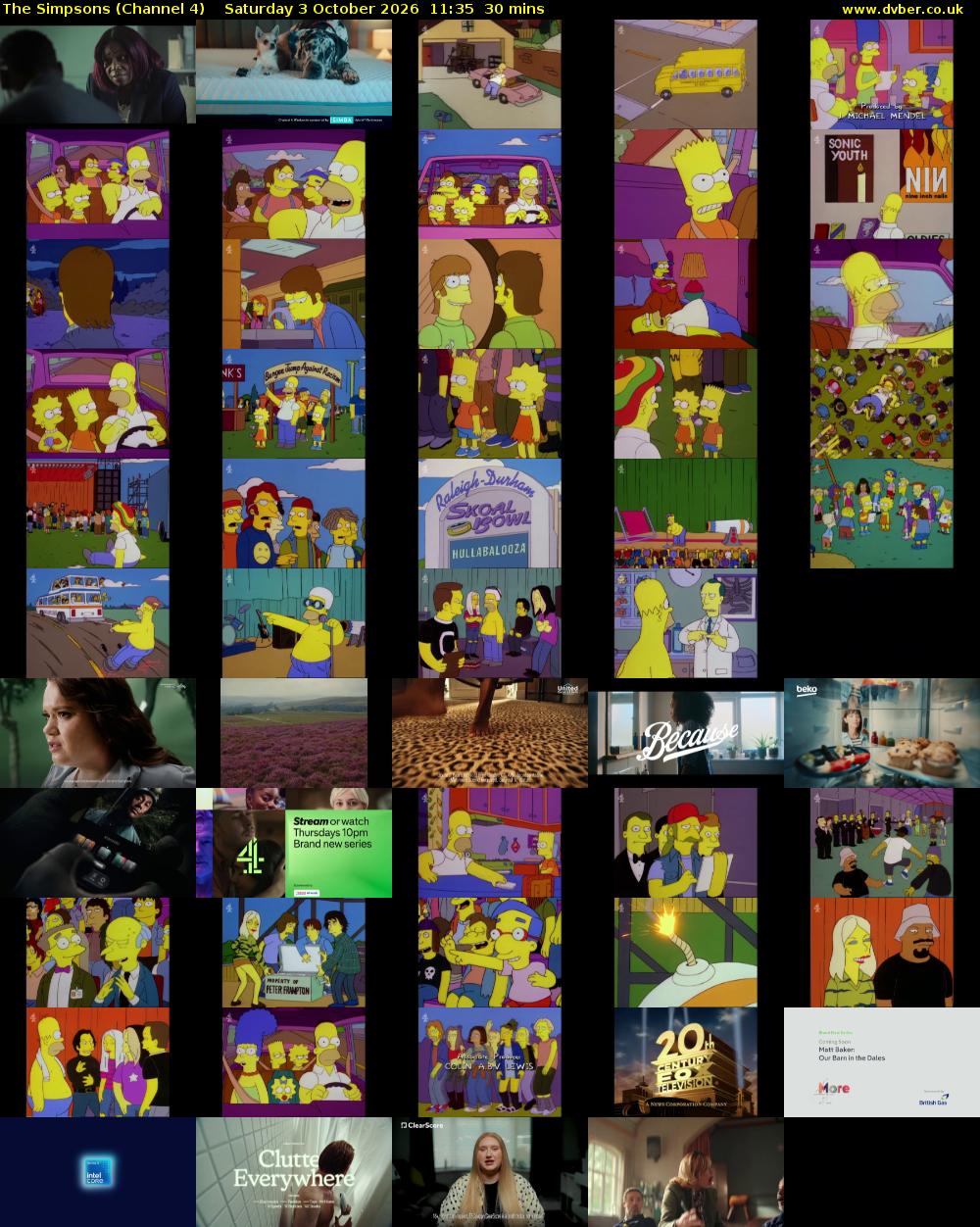 The Simpsons (Channel 4) Saturday 3 October 2026 11:35 - 12:05