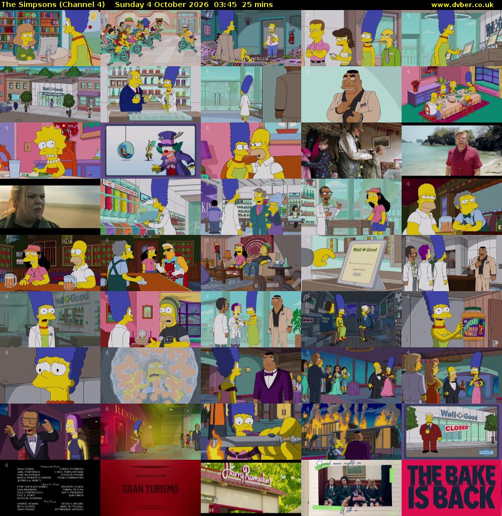 The Simpsons (Channel 4) Sunday 4 October 2026 03:45 - 04:10
