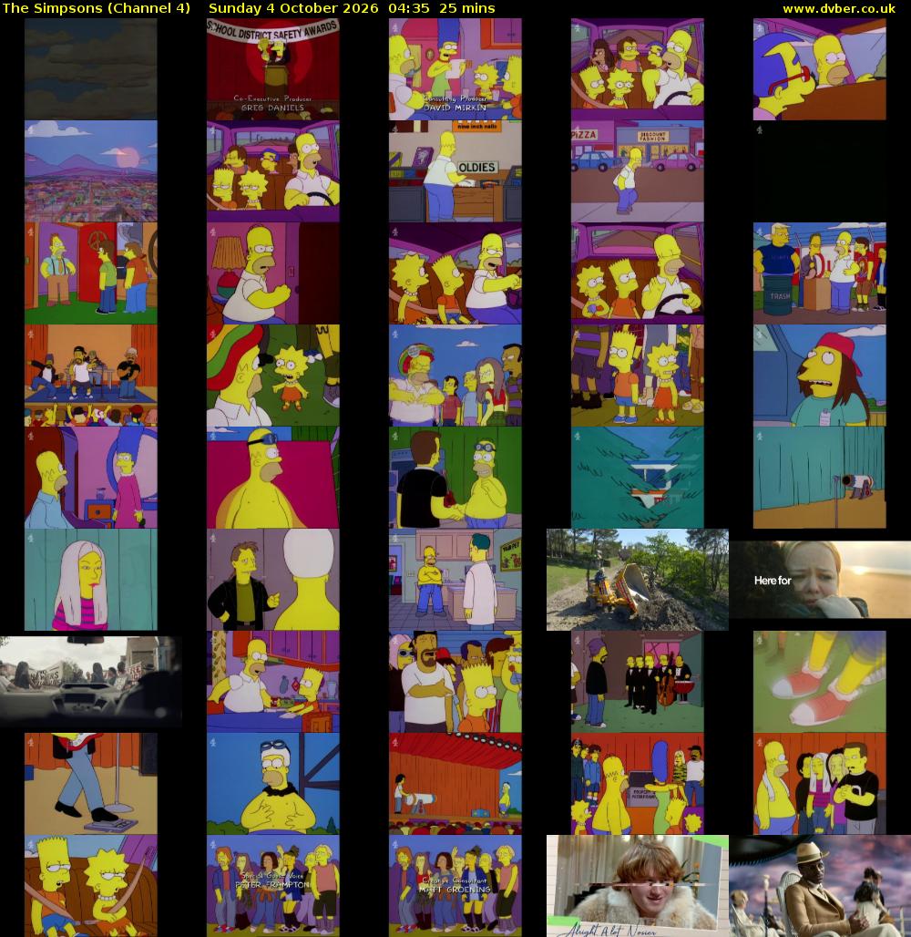 The Simpsons (Channel 4) Sunday 4 October 2026 04:35 - 05:00