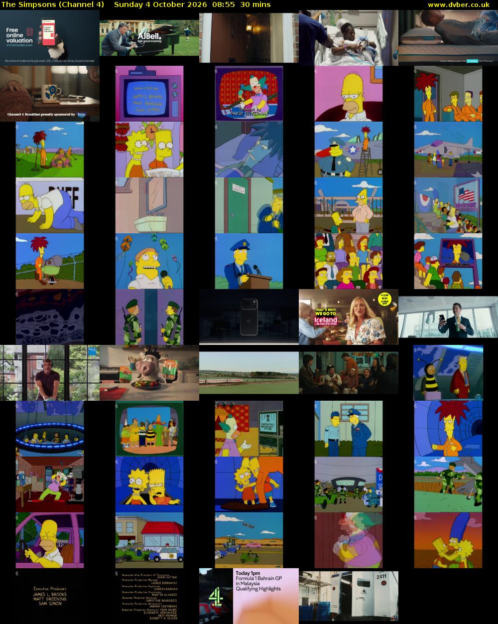 The Simpsons (Channel 4) Sunday 4 October 2026 08:55 - 09:25