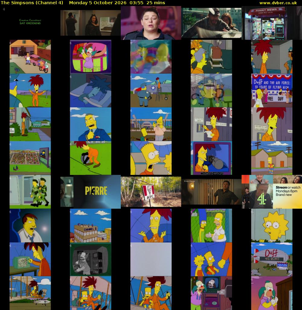 The Simpsons (Channel 4) Monday 5 October 2026 03:55 - 04:20