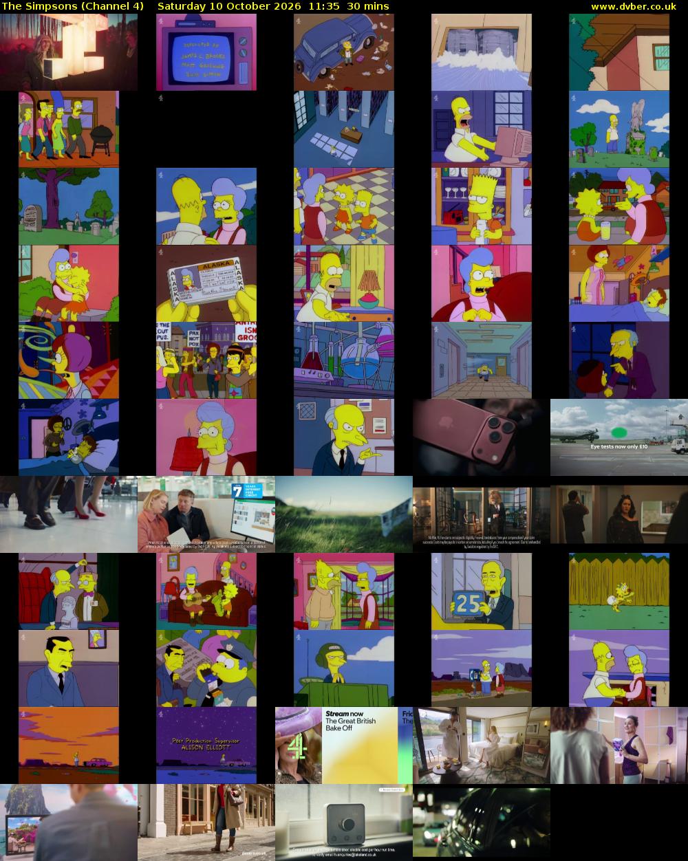 The Simpsons (Channel 4) Saturday 10 October 2026 11:35 - 12:05