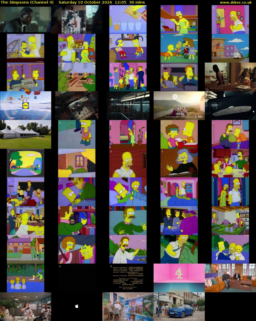 The Simpsons (Channel 4) Saturday 10 October 2026 12:05 - 12:35