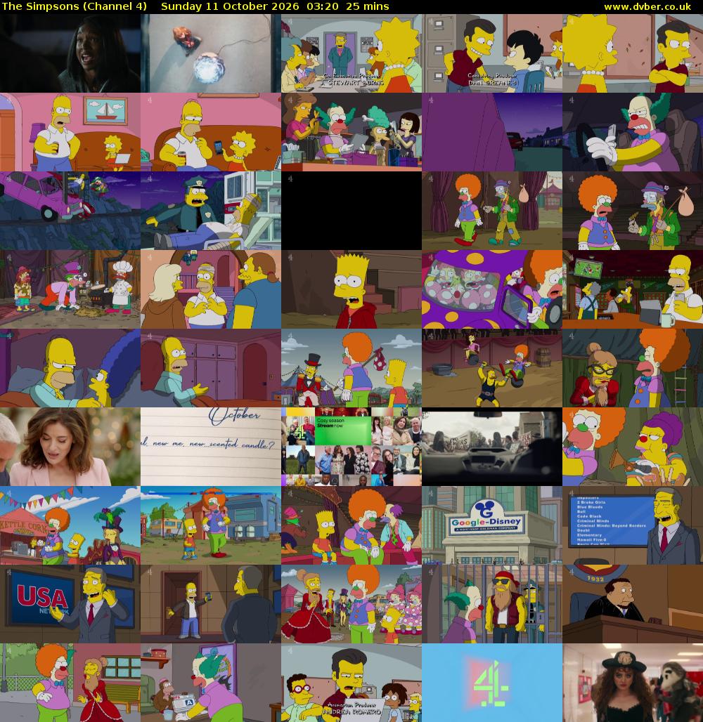 The Simpsons (Channel 4) Sunday 11 October 2026 03:20 - 03:45
