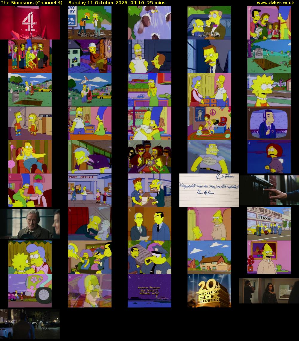 The Simpsons (Channel 4) Sunday 11 October 2026 04:10 - 04:35