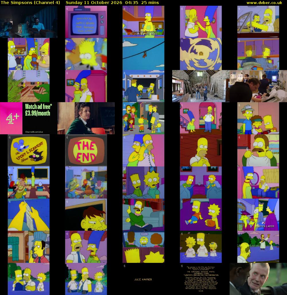 The Simpsons (Channel 4) Sunday 11 October 2026 04:35 - 05:00