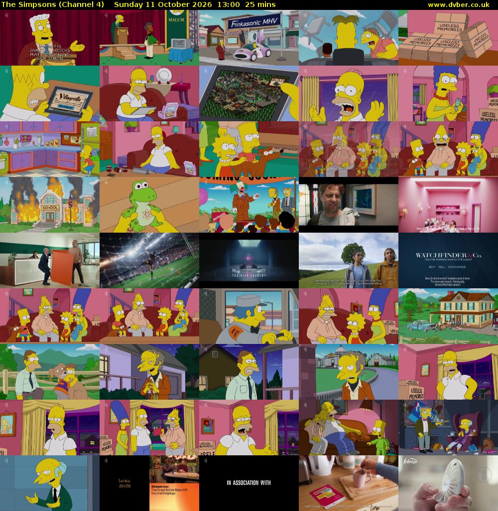 The Simpsons (Channel 4) Sunday 11 October 2026 13:00 - 13:25