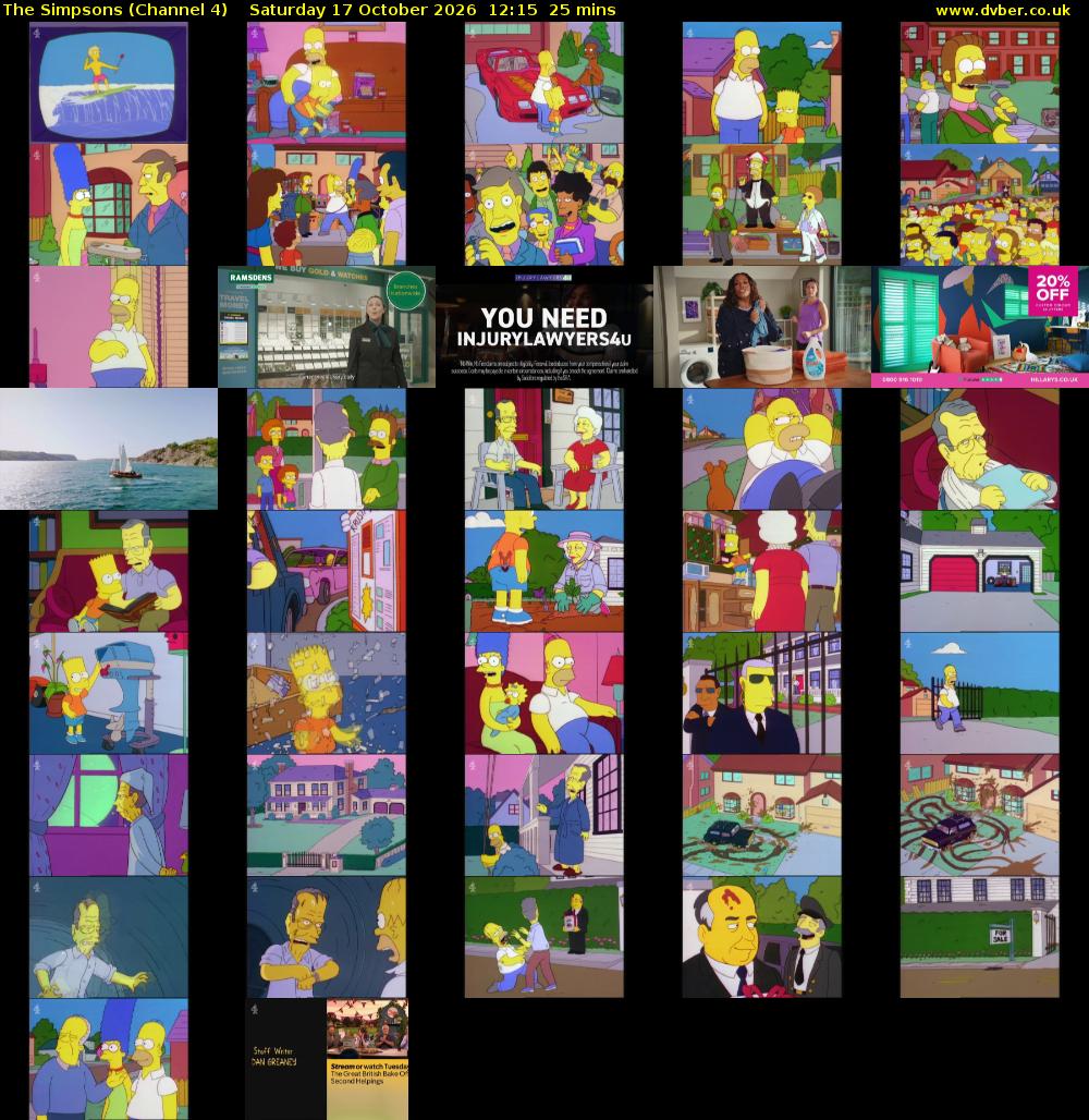 The Simpsons (Channel 4) Saturday 17 October 2026 12:15 - 12:40