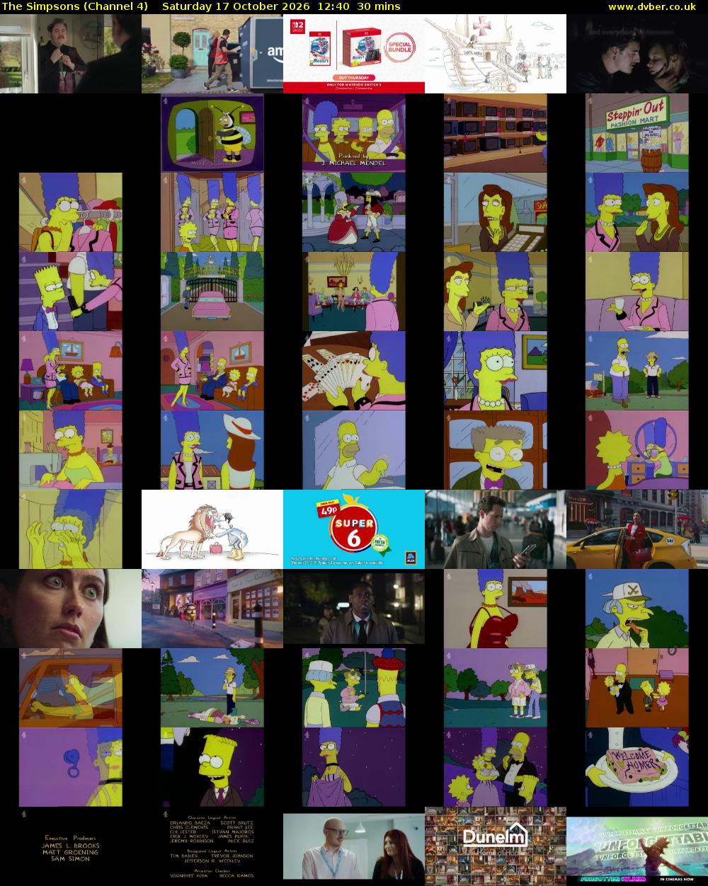 The Simpsons (Channel 4) Saturday 17 October 2026 12:40 - 13:10