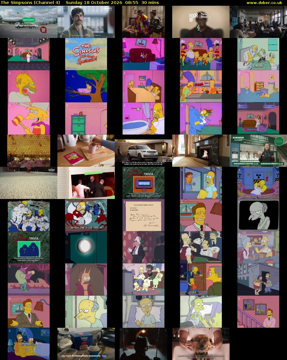 The Simpsons (Channel 4) Sunday 18 October 2026 08:55 - 09:25
