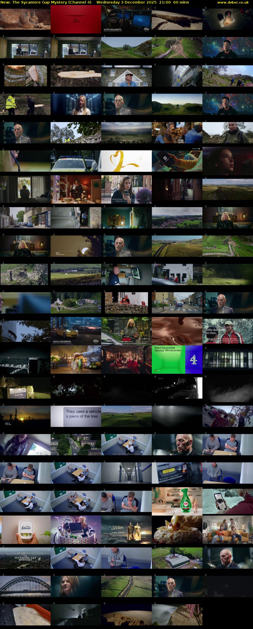 The Sycamore Gap Mystery (Channel 4) Wednesday 3 December 2025 21:00 - 22:00