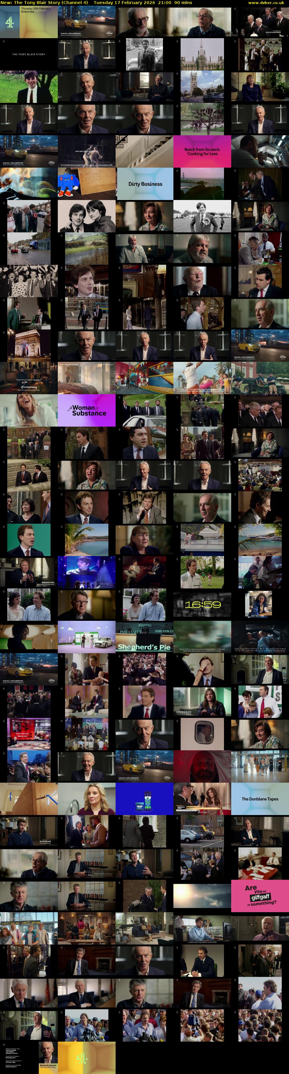 The Tony Blair Story (Channel 4) Tuesday 17 February 2026 21:00 - 22:30