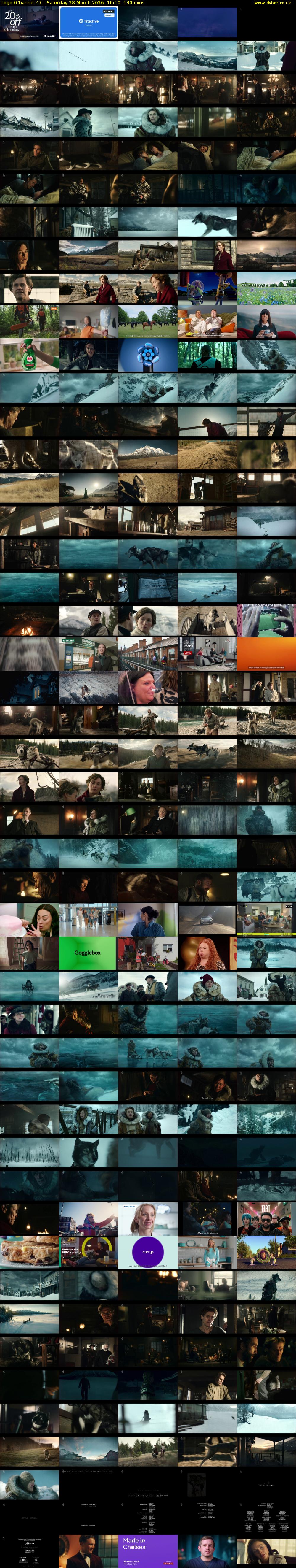 Togo (Channel 4) Saturday 28 March 2026 16:10 - 18:20