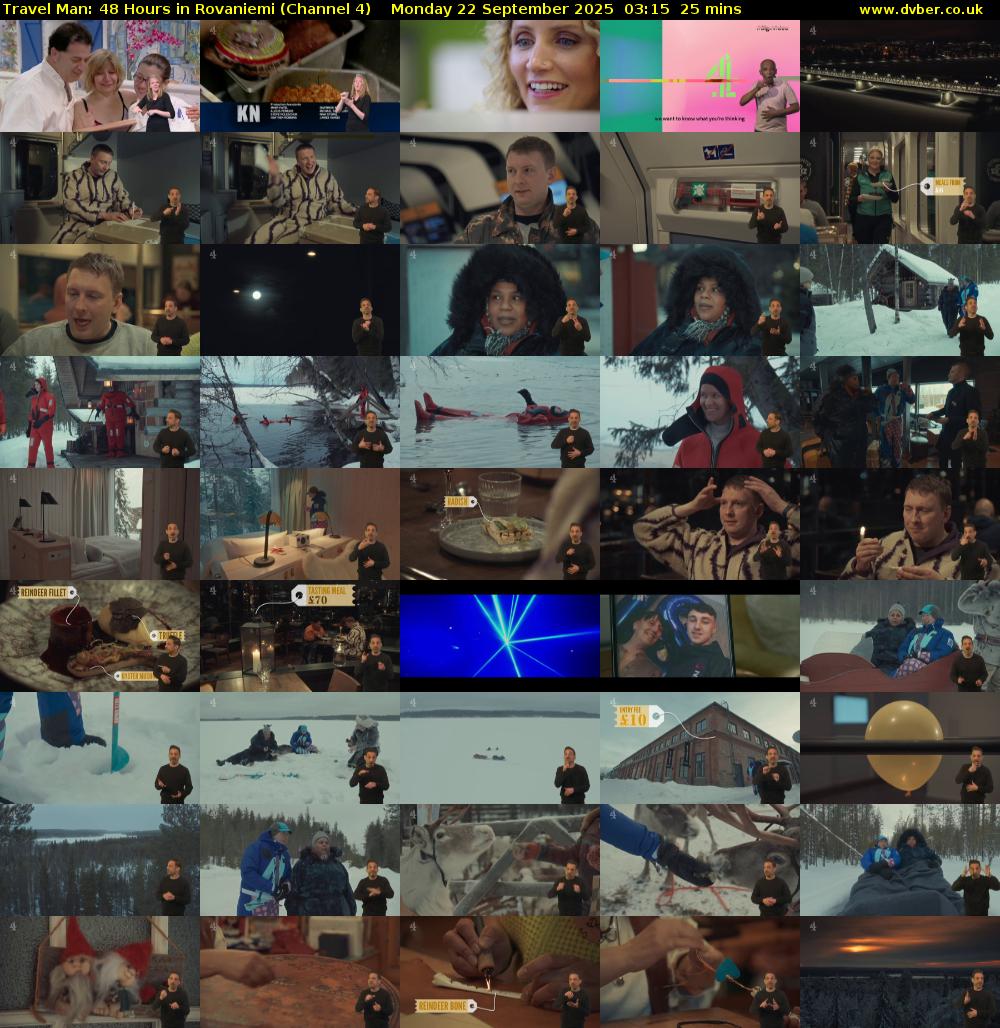 Travel Man: 48 Hours in Rovaniemi (Channel 4) Monday 22 September 2025 03:15 - 03:40