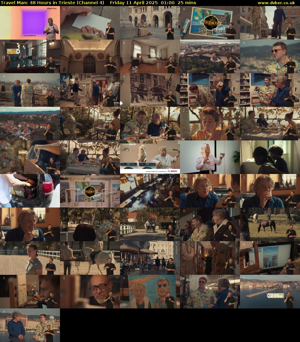 Travel Man: 48 Hours in Trieste (Channel 4) Friday 11 April 2025 01:00 - 01:25