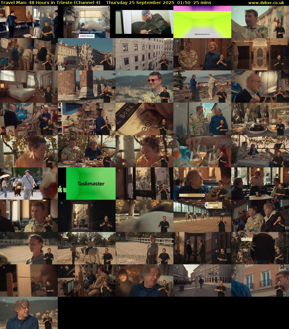 Travel Man: 48 Hours in Trieste (Channel 4) Thursday 25 September 2025 01:50 - 02:15