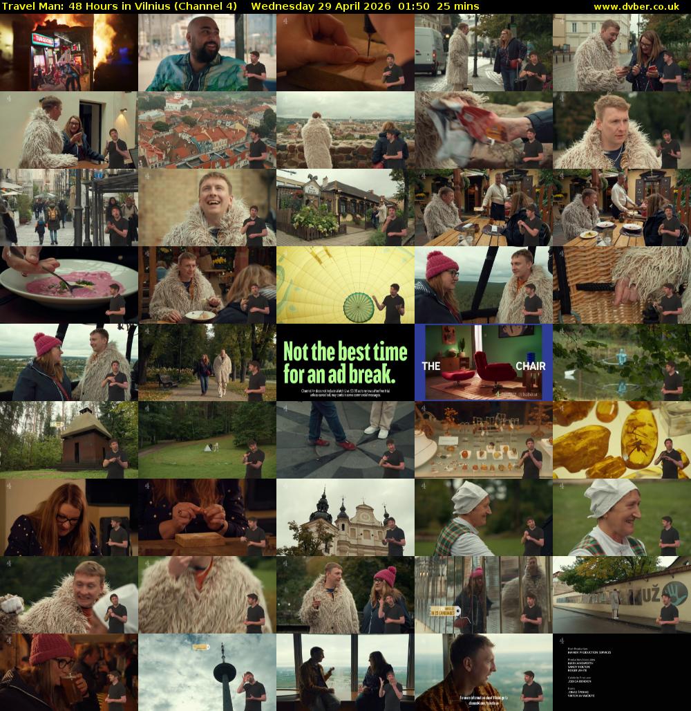 Travel Man: 48 Hours in Vilnius (Channel 4) Wednesday 29 April 2026 01:50 - 02:15