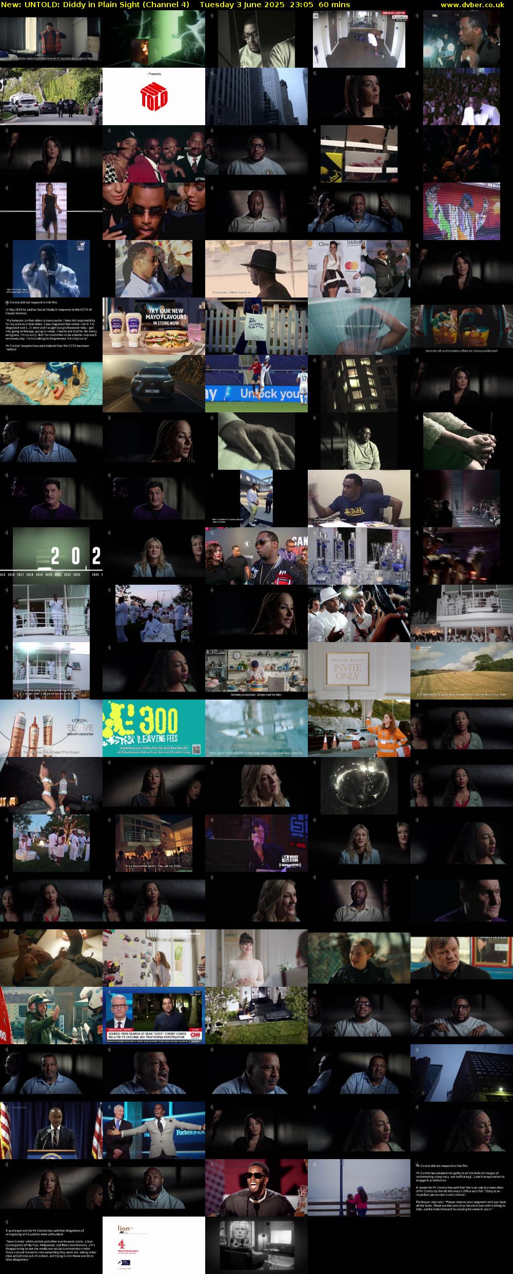 UNTOLD: Diddy in Plain Sight (Channel 4) Tuesday 3 June 2025 23:05 - 00:05