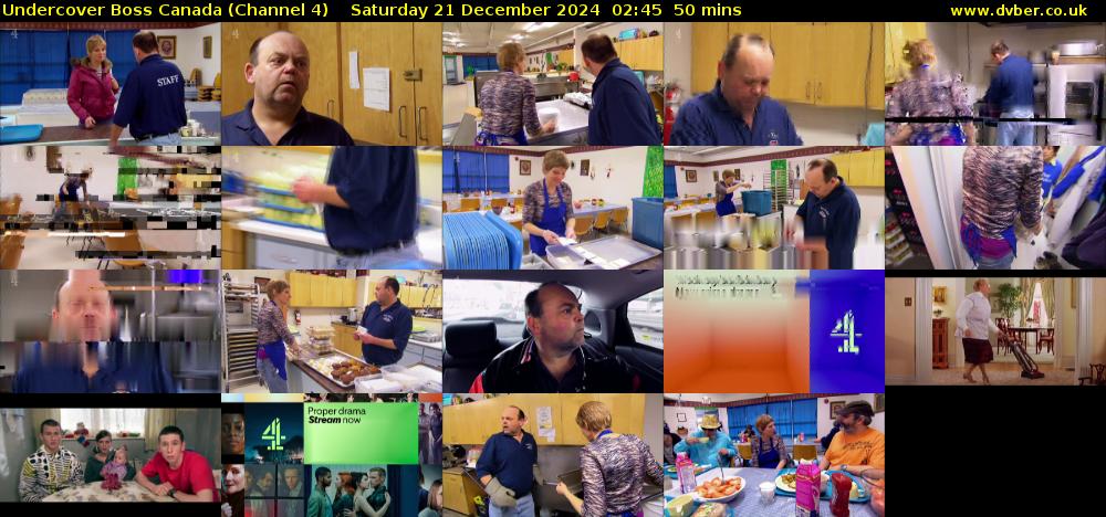 Undercover Boss Canada (Channel 4) Saturday 21 December 2024 02:45 - 03:35
