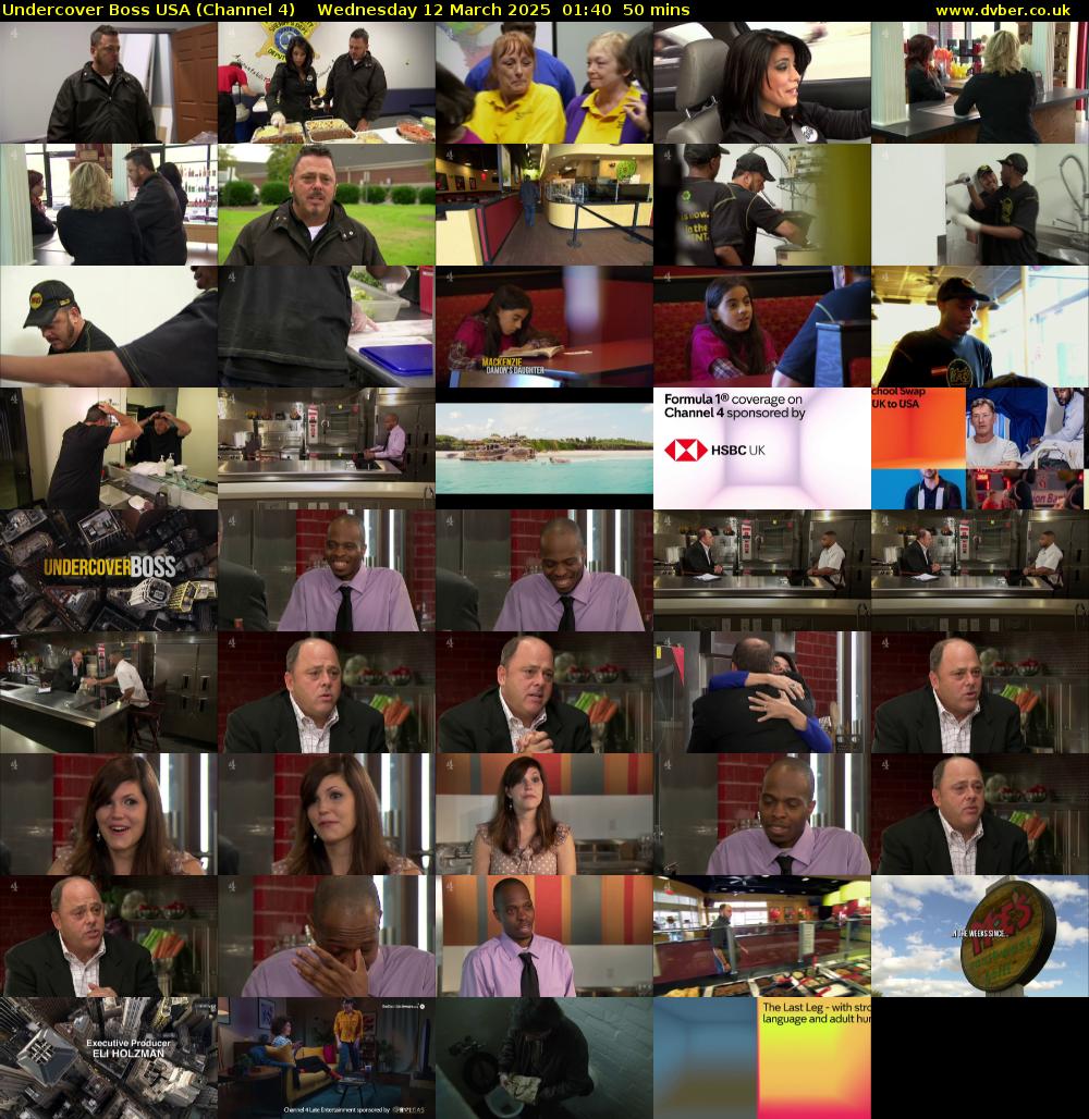 Undercover Boss USA (Channel 4) Wednesday 12 March 2025 01:40 - 02:30
