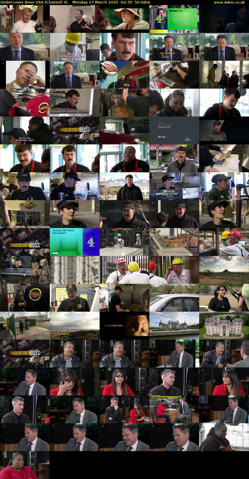 Undercover Boss USA (Channel 4) Monday 17 March 2025 02:35 - 03:25