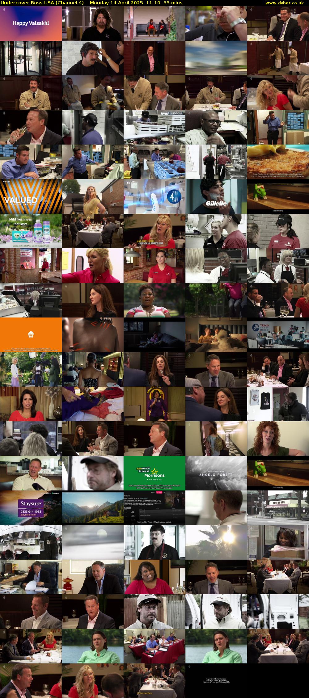 Undercover Boss USA (Channel 4) Monday 14 April 2025 11:10 - 12:05