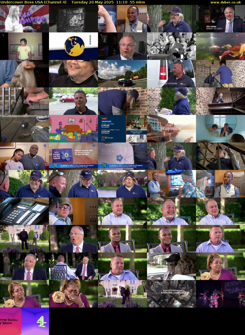 Undercover Boss USA (Channel 4) Tuesday 20 May 2025 11:10 - 12:05