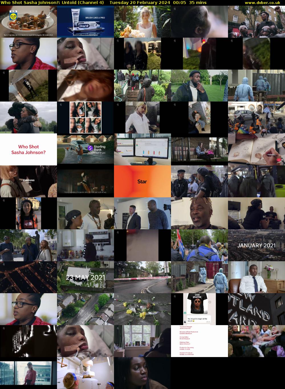 Who Shot Sasha Johnson?: Untold (Channel 4) Tuesday 20 February 2024 00:05 - 00:40