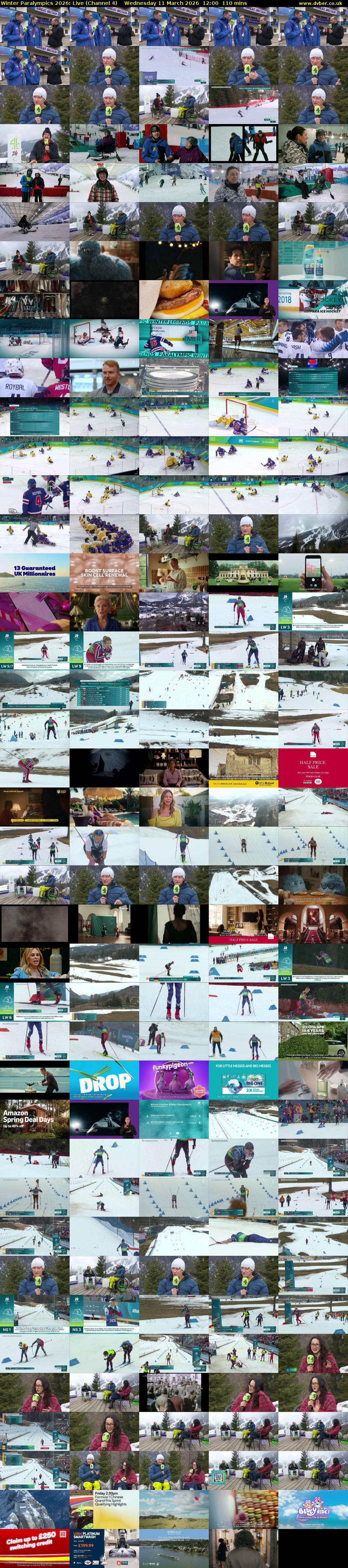 Winter Paralympics 2026: Live (Channel 4) Wednesday 11 March 2026 12:00 - 13:50