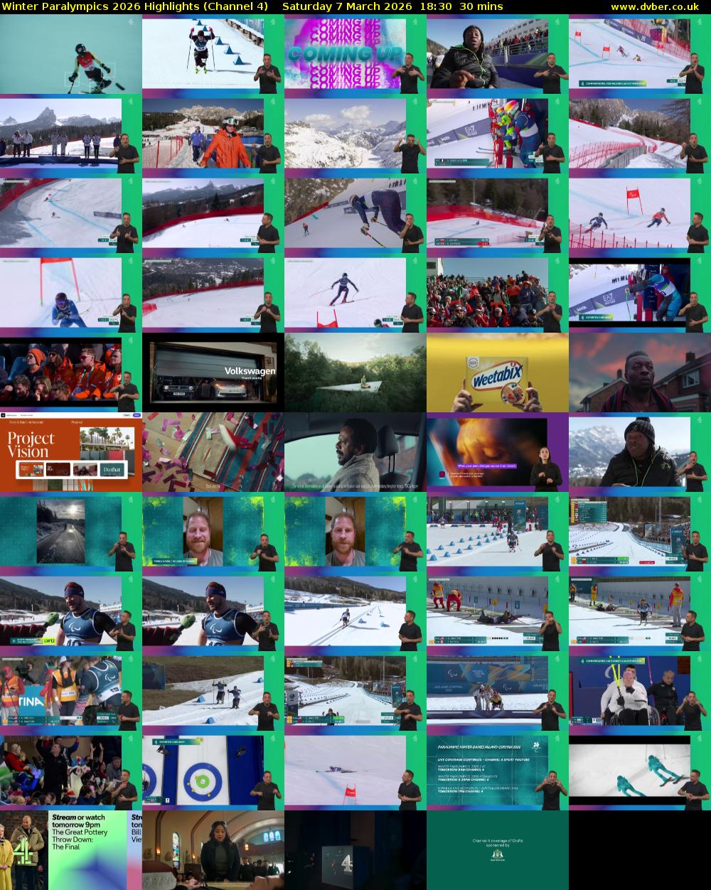 Winter Paralympics 2026 Highlights (Channel 4) Saturday 7 March 2026 18:30 - 19:00