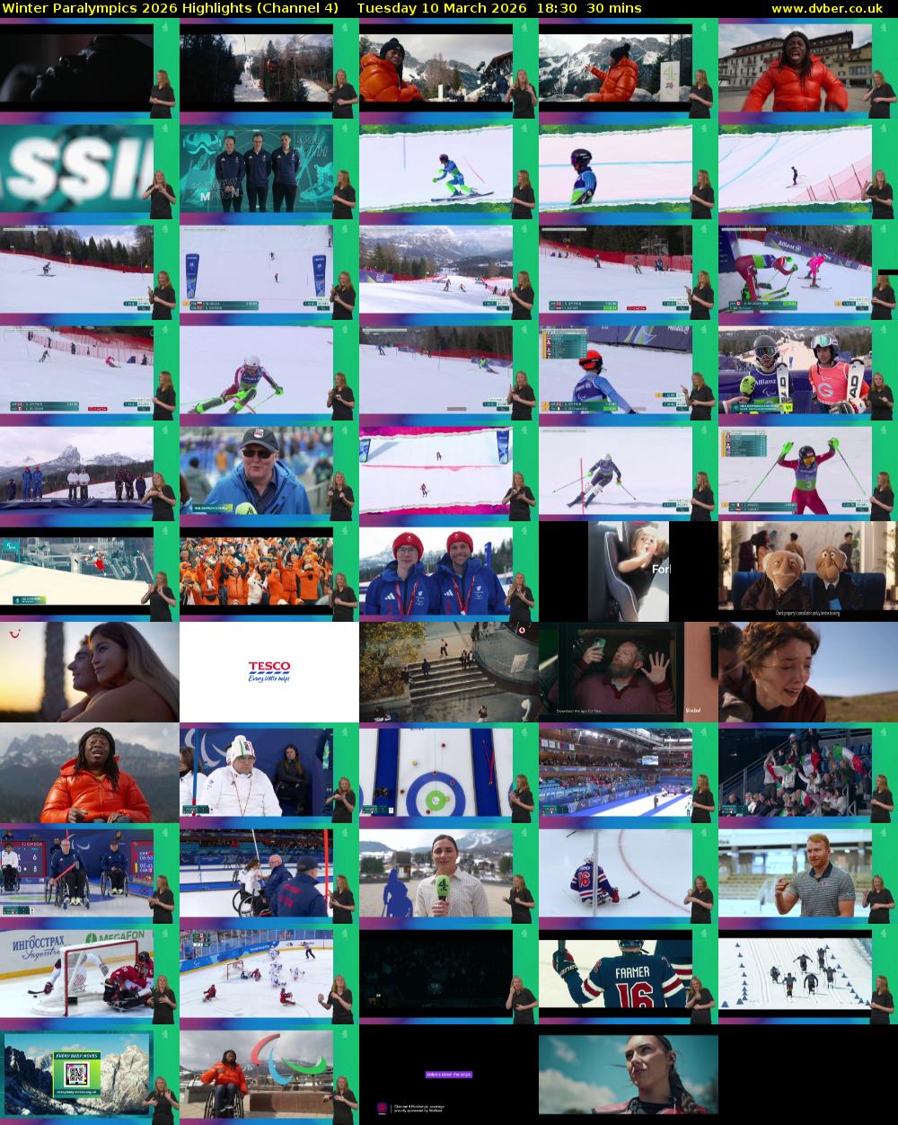 Winter Paralympics 2026 Highlights (Channel 4) Tuesday 10 March 2026 18:30 - 19:00