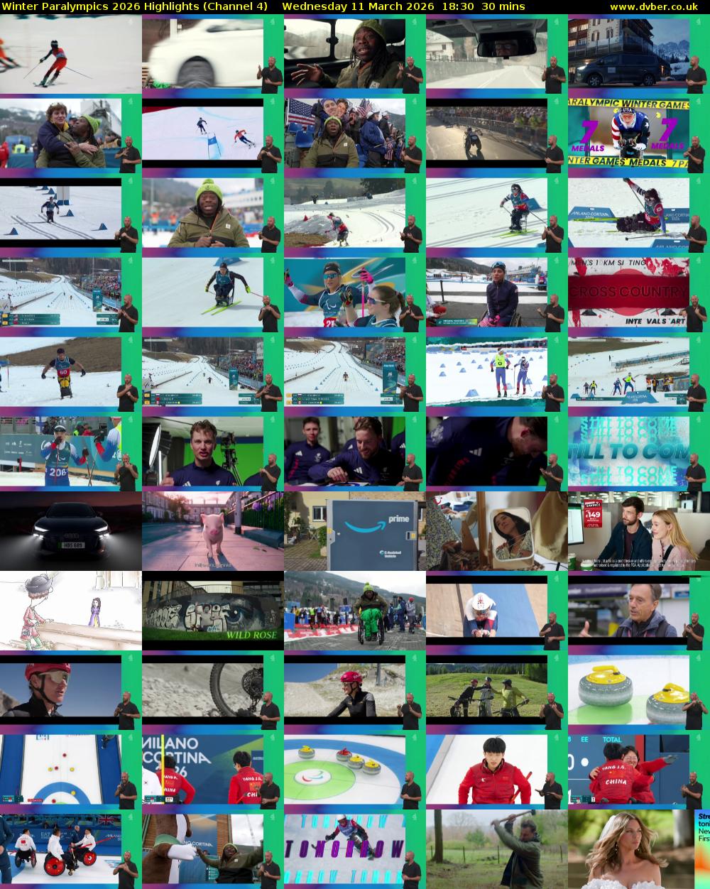 Winter Paralympics 2026 Highlights (Channel 4) Wednesday 11 March 2026 18:30 - 19:00
