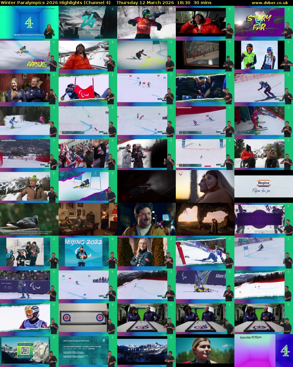 Winter Paralympics 2026 Highlights (Channel 4) Thursday 12 March 2026 18:30 - 19:00