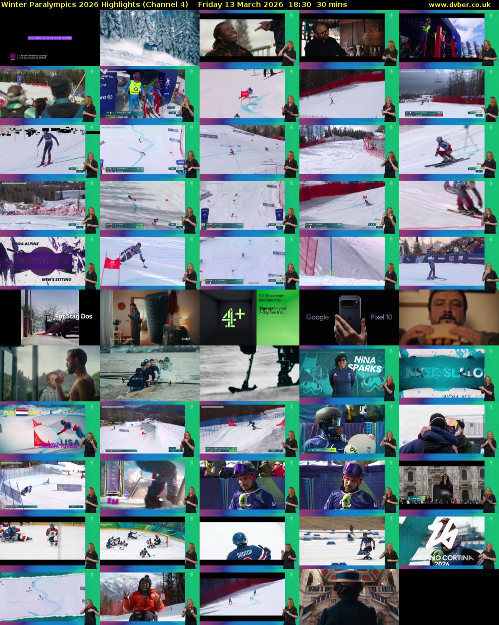 Winter Paralympics 2026 Highlights (Channel 4) Friday 13 March 2026 18:30 - 19:00