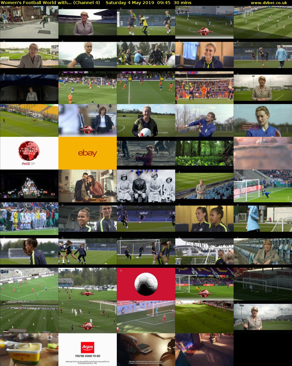 Women's Football World with... (Channel 4) Saturday 4 May 2019 09:45 - 10:15