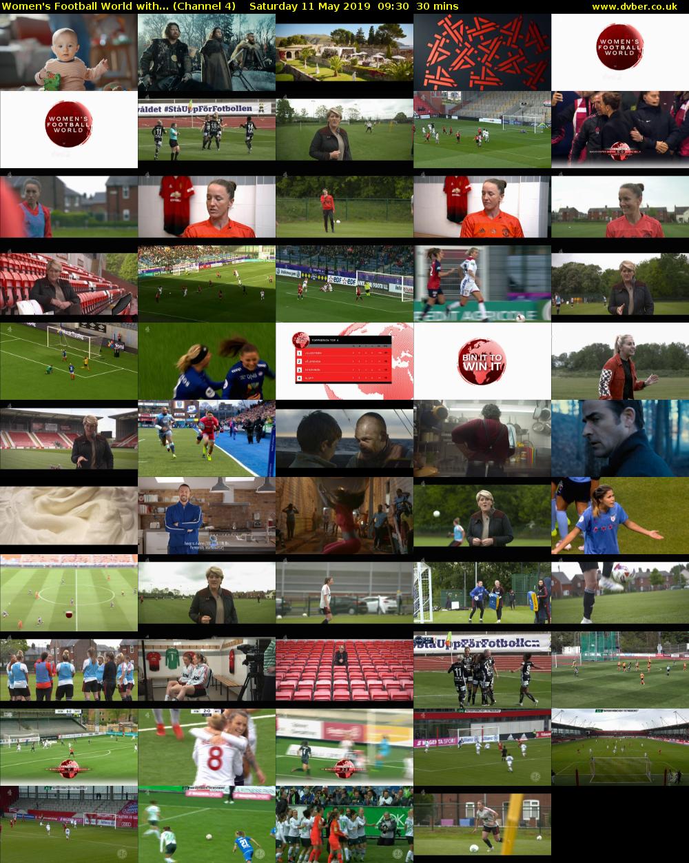 Women's Football World with... (Channel 4) Saturday 11 May 2019 09:30 - 10:00