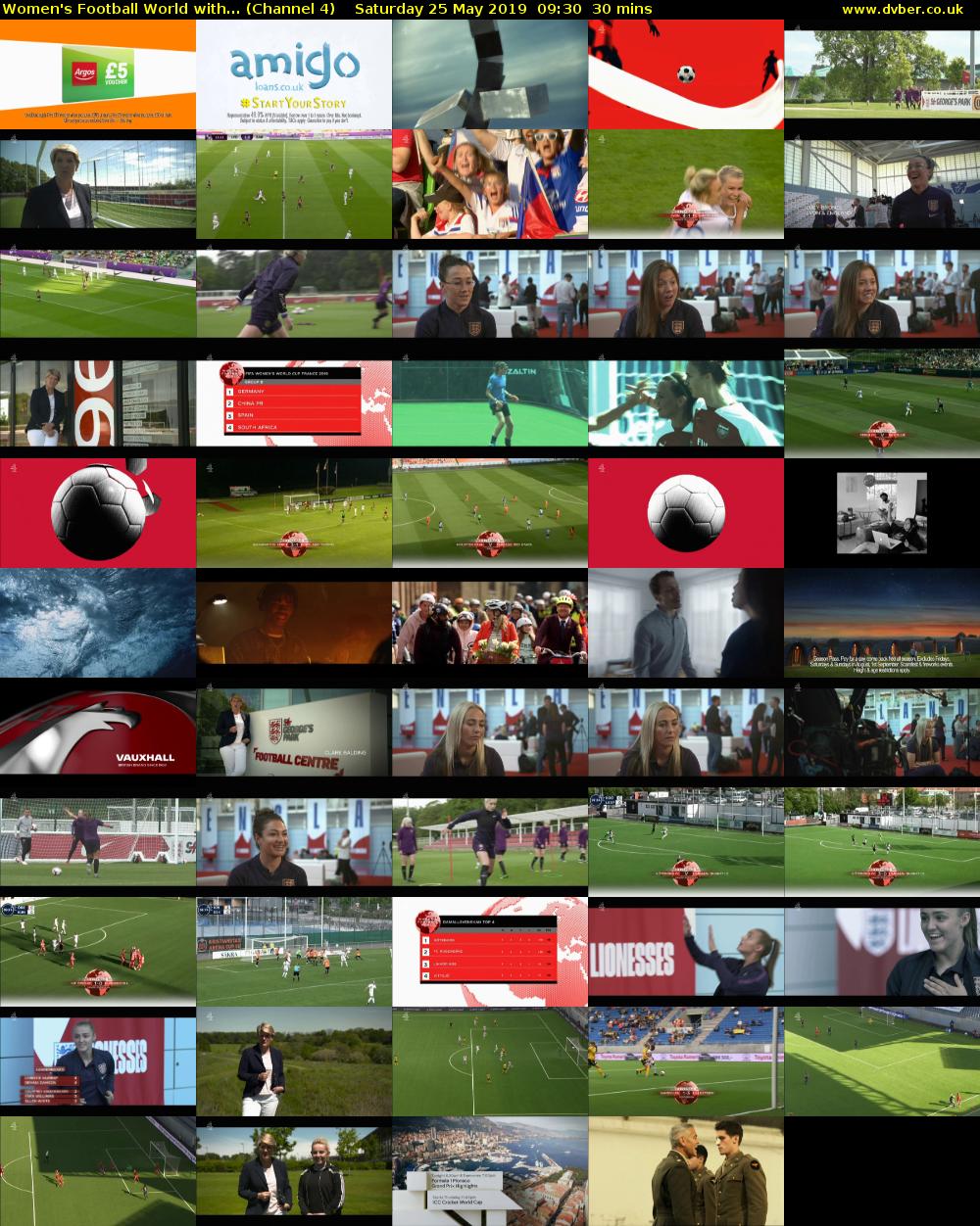 Women's Football World with... (Channel 4) Saturday 25 May 2019 09:30 - 10:00