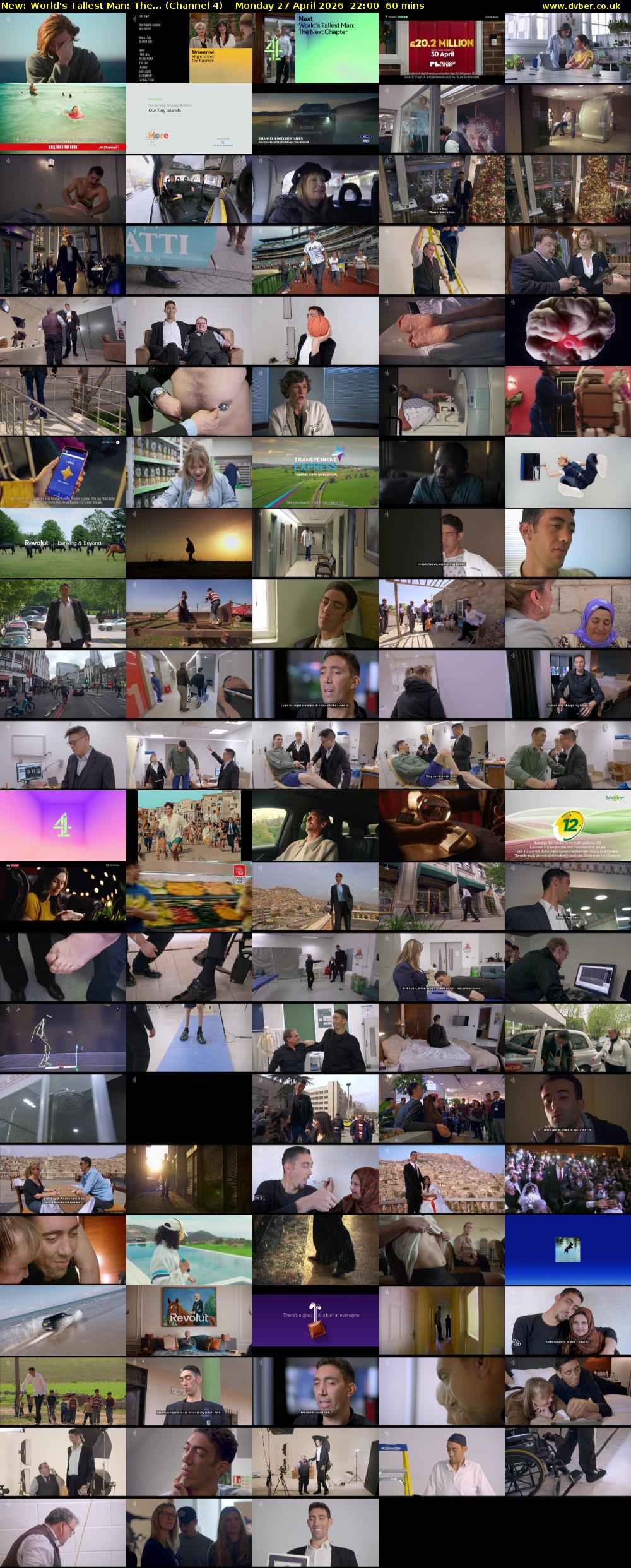World's Tallest Man: The... (Channel 4) Monday 27 April 2026 22:00 - 23:00