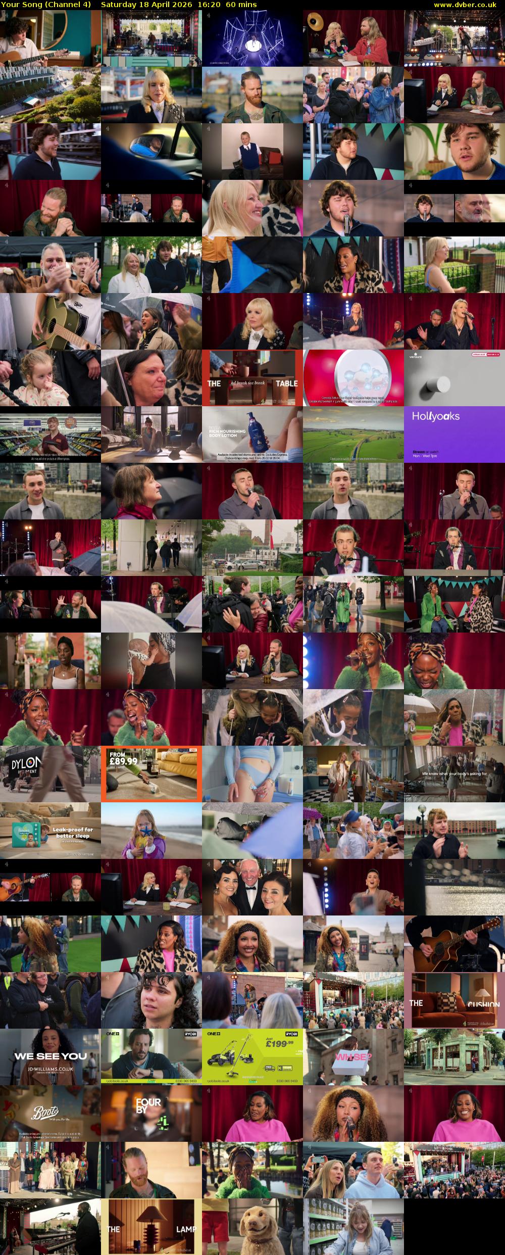 Your Song (Channel 4) Saturday 18 April 2026 16:20 - 17:20