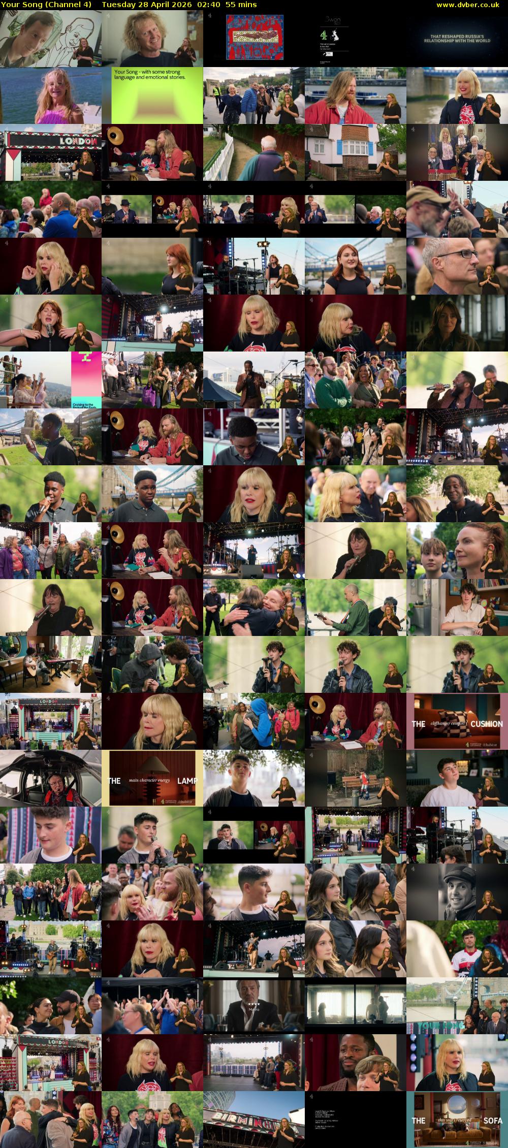 Your Song (Channel 4) Tuesday 28 April 2026 02:40 - 03:35