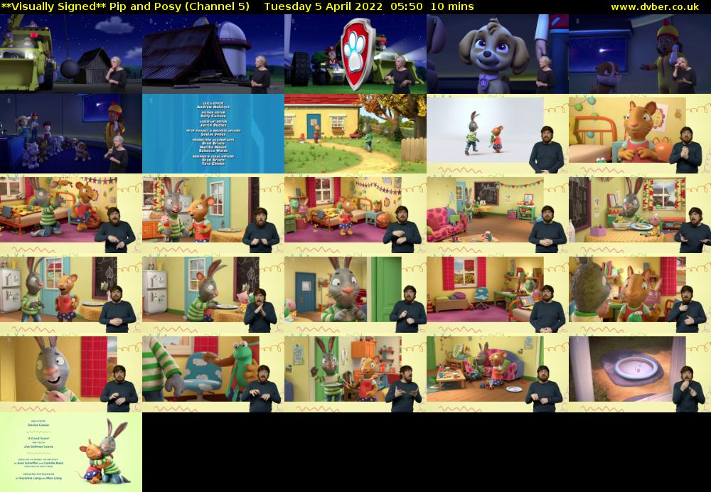 **Visually Signed** Pip and Posy (Channel 5) Tuesday 5 April 2022 05:50 - 06:00