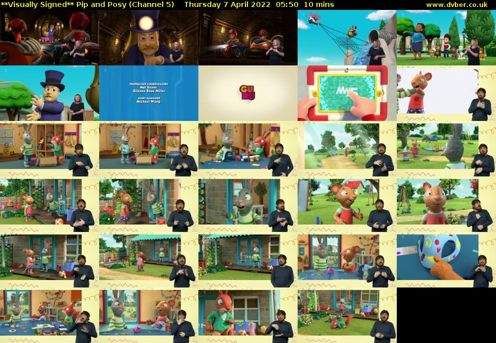 **Visually Signed** Pip and Posy (Channel 5) Thursday 7 April 2022 05:50 - 06:00