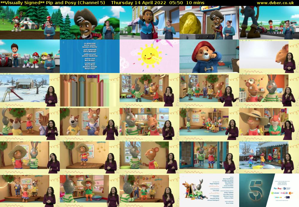 **Visually Signed** Pip and Posy (Channel 5) Thursday 14 April 2022 05:50 - 06:00