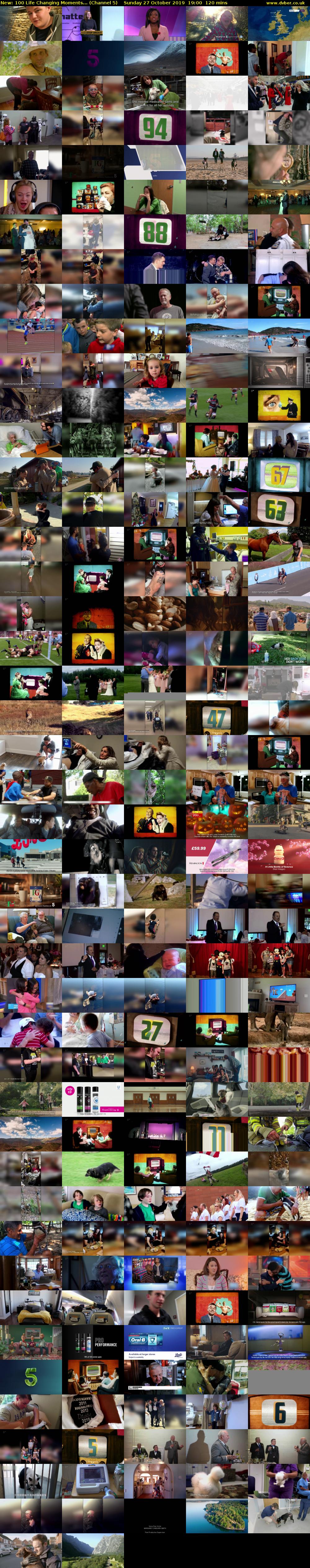100 Life Changing Moments... (Channel 5) Sunday 27 October 2019 19:00 - 21:00